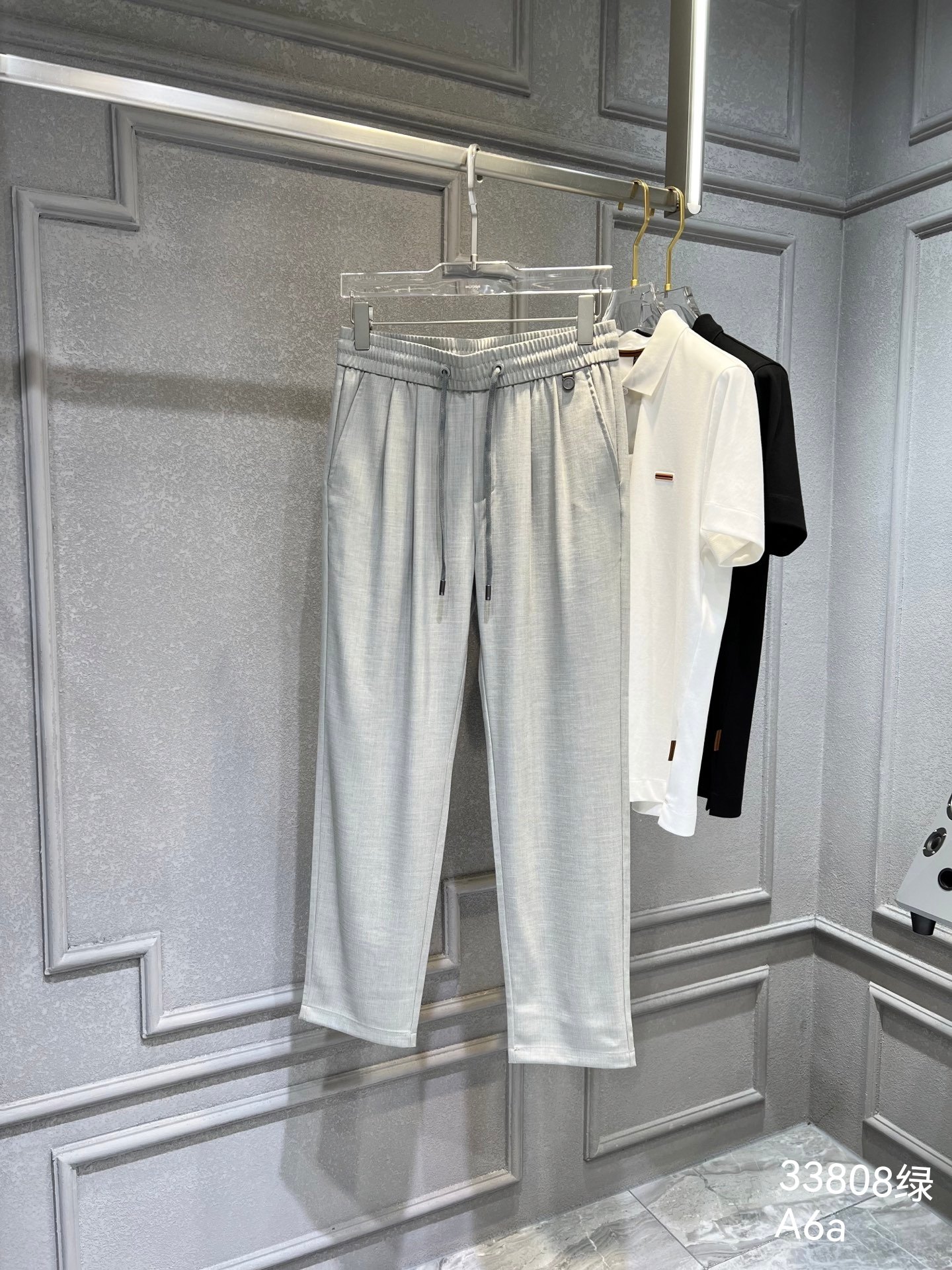 NO:489781,New spring and summer BC casual pants, cold cotton and linen fabric, non-scalding and anti-wrinkle #Grey and green Size: 30-,,alexander wang19860909春夏新款 BC休闲裤 冰凉棉麻面料 免烫抗皱 #灰绿 码数: 30-,,alexander wang,Men's clothing