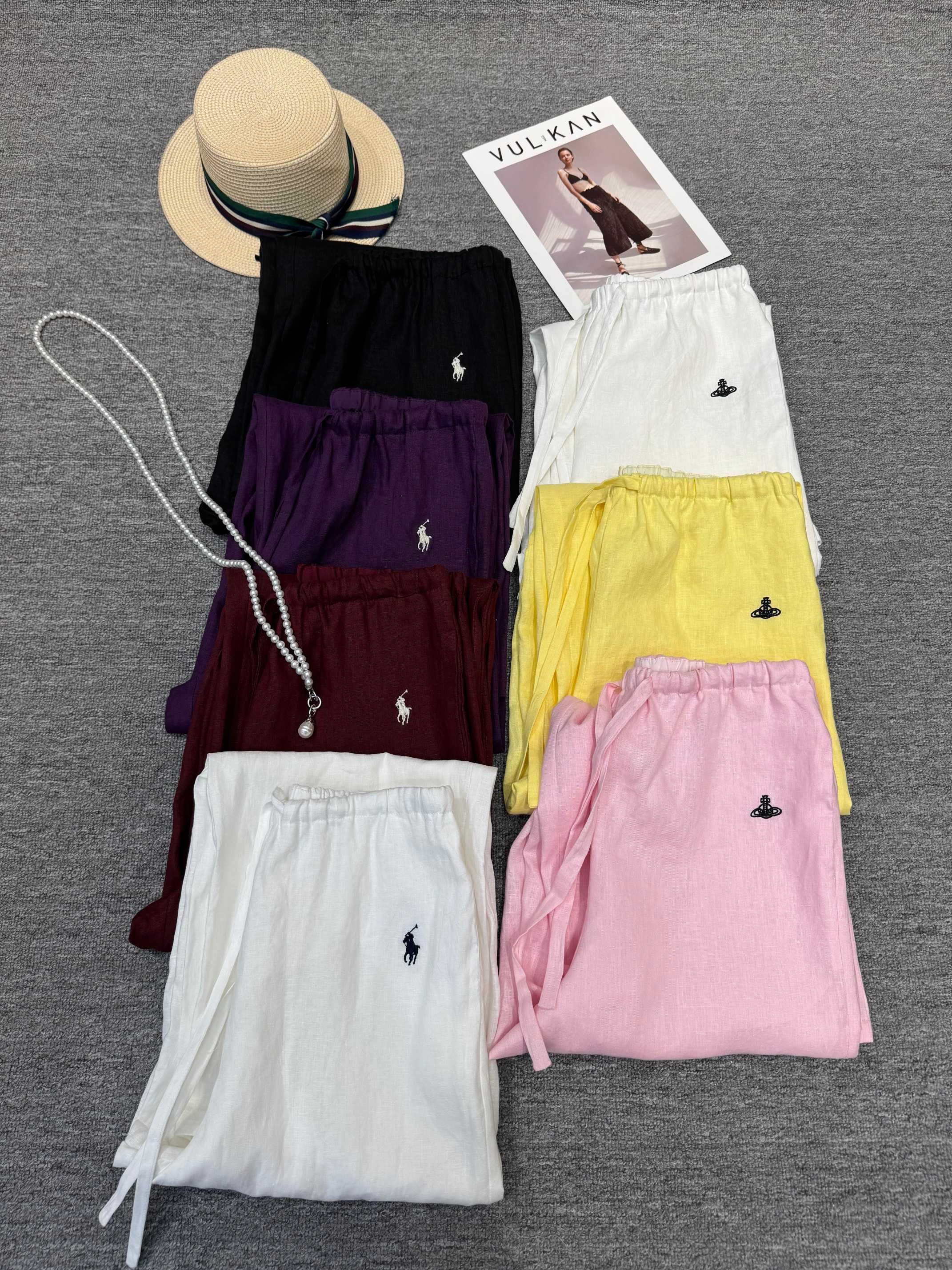 High Quality Female Linen Pants in Six Colors with Embroidered Details - 图片 9