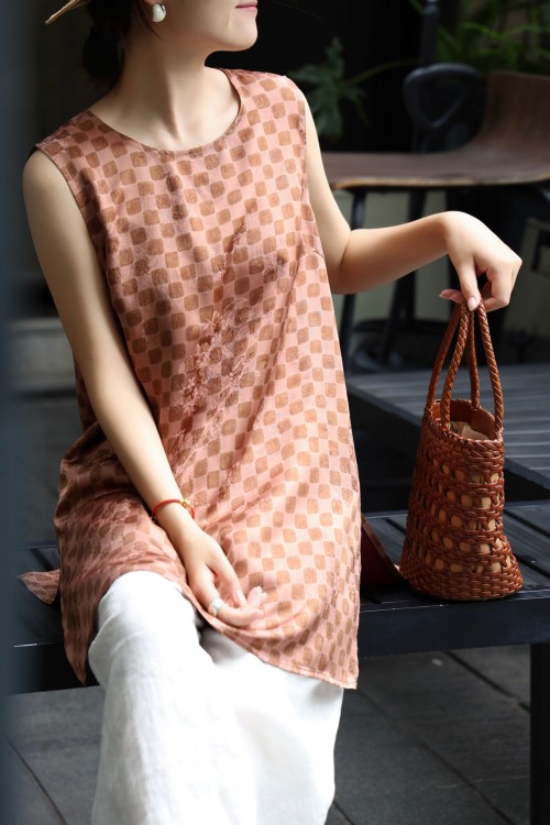 Elegant Sleeveless Xiang Yun Sha Dress, Luxury Human Silk Blend, Versatile Style 1 Elegant Sleeveless Xiang Yun Sha Dress, Luxury Human Silk Blend, Versatile Style