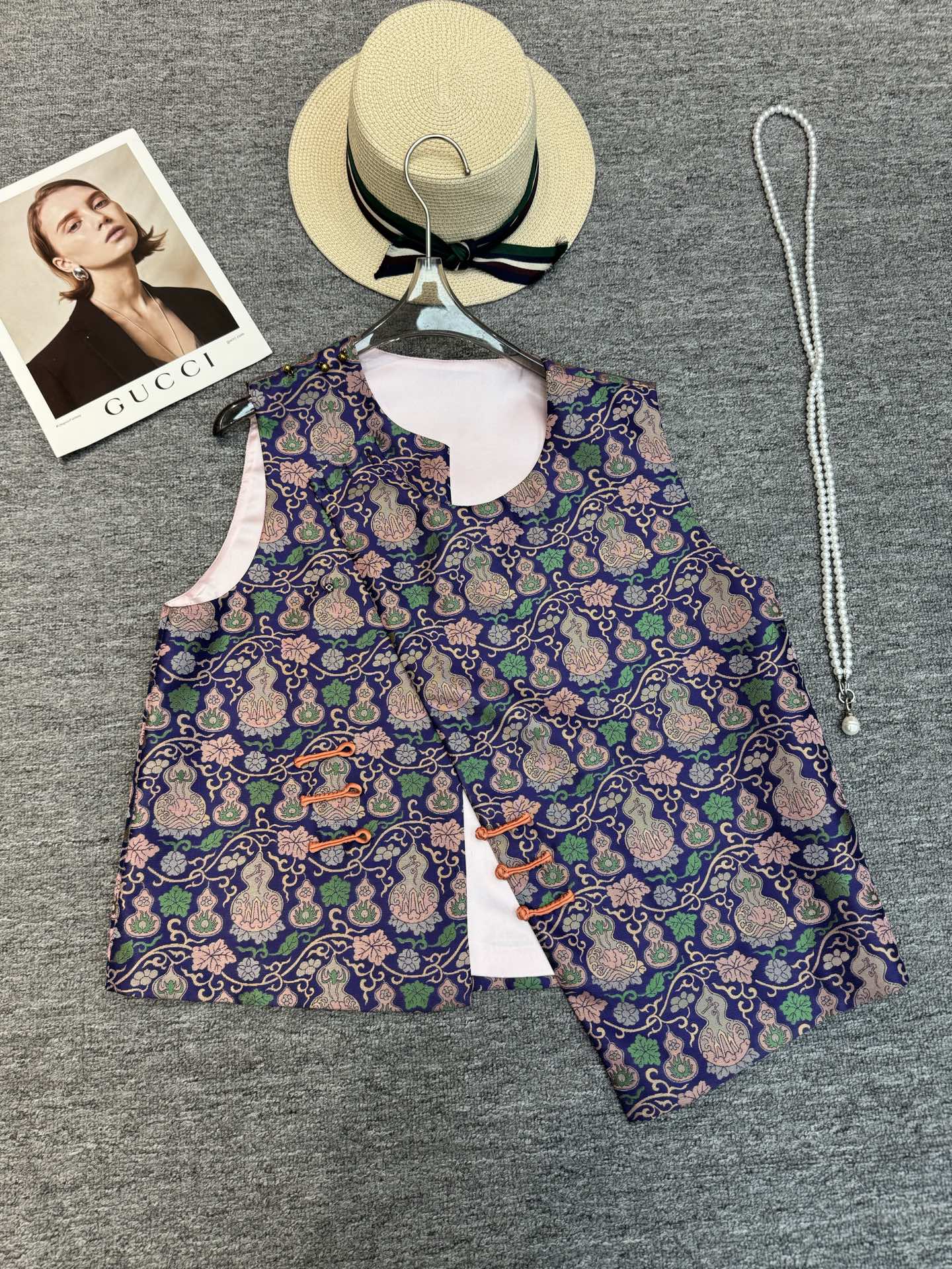 Elegant Brocade Vest with Contrast Buttons and Mesh Sleeves Top 5 i1755446244171 3397 0 4