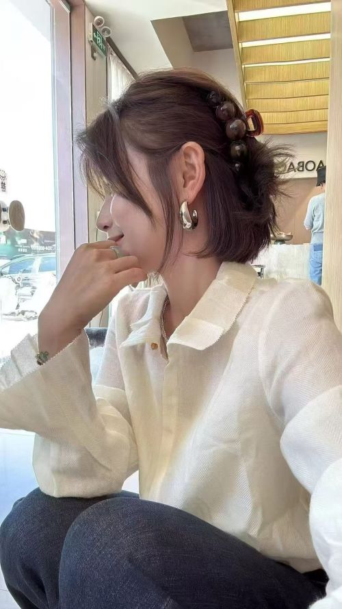Women's 100% Wool Herringbone Shirt - Button-Down Collar, Lightweight 1 Women's 100% Wool Herringbone Shirt - Button-Down Collar, Lightweight