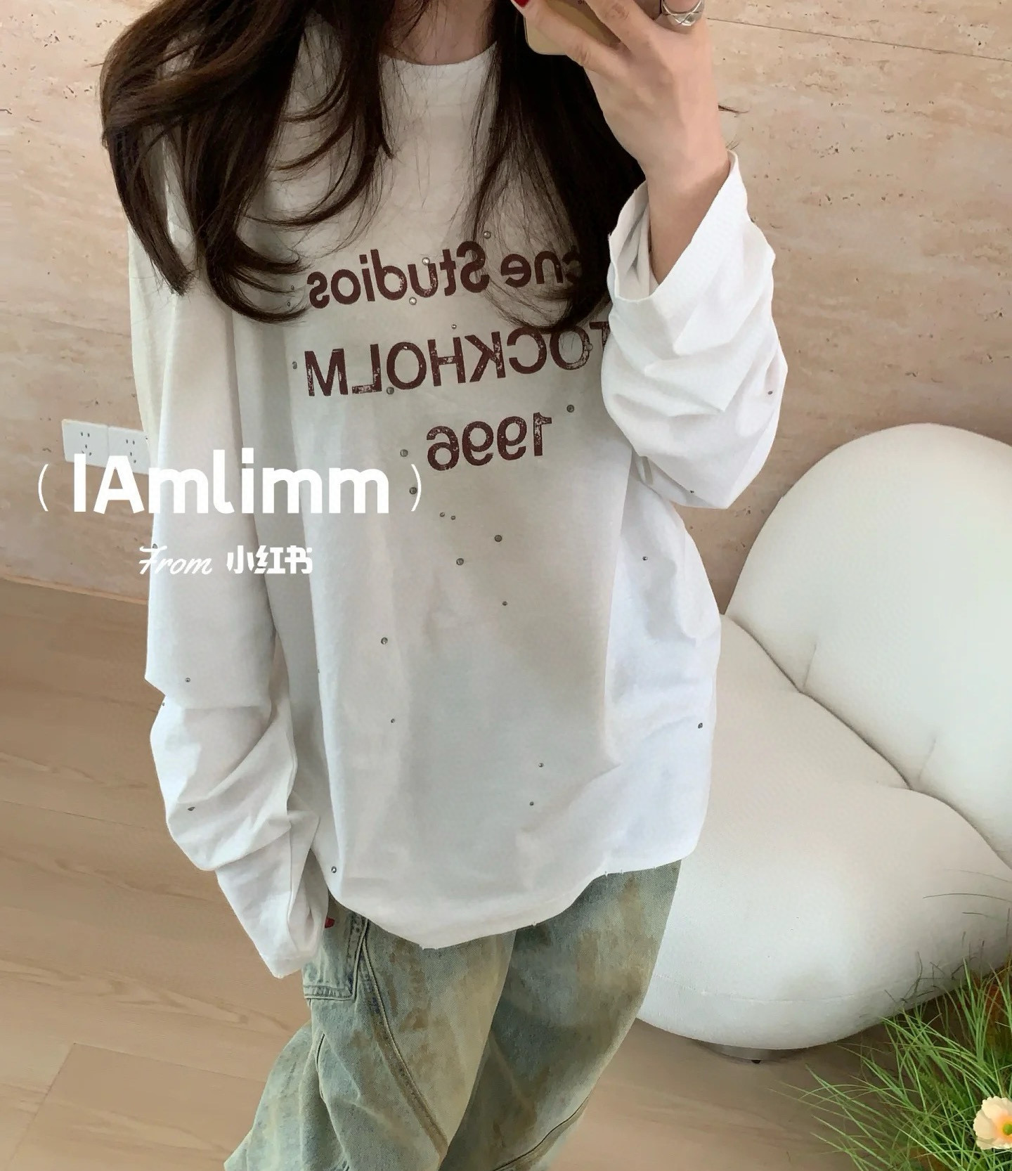 Who’s gonna reject a white acne drilling long sleeve T? White drills are so beautiful - 图片 4