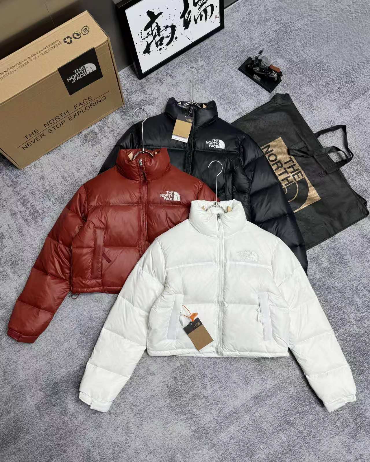 The North Face Roupa Jaqueta para Baixo Preto Borgonha Vermelho Branco Mulheres Canvas Colecção de Inverno Milgauss