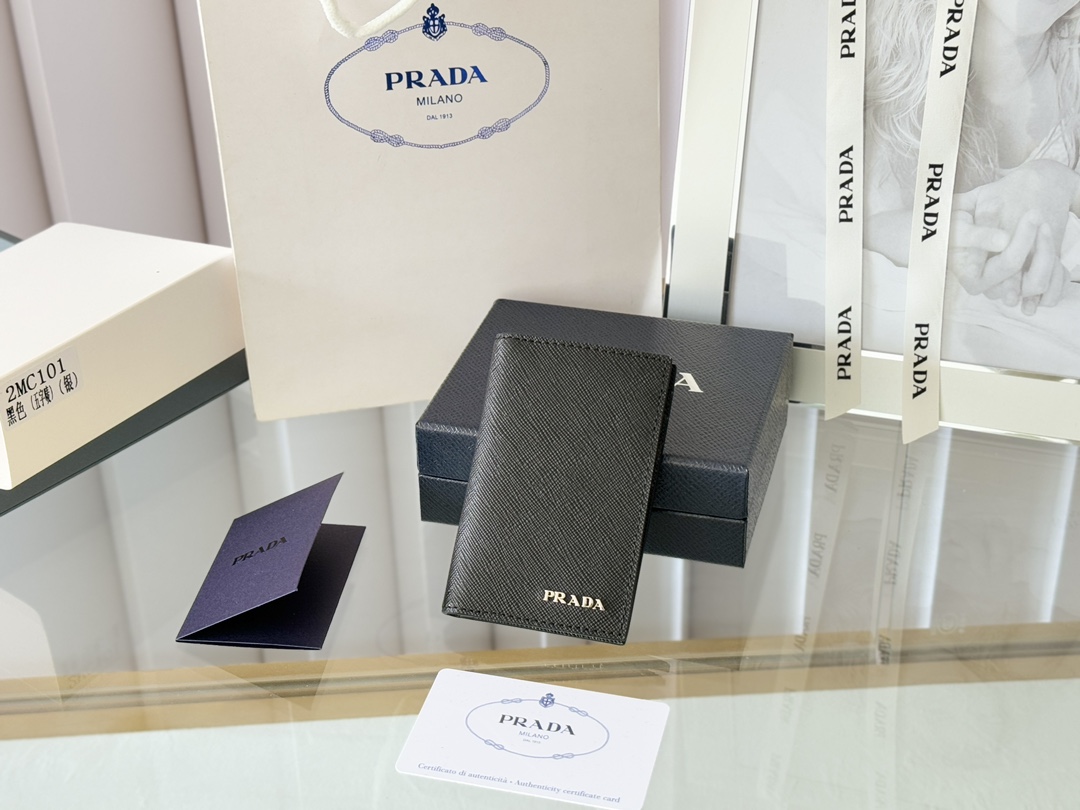 Prada Wallet Card pack Unisex Calfskin Cowhide Fashion