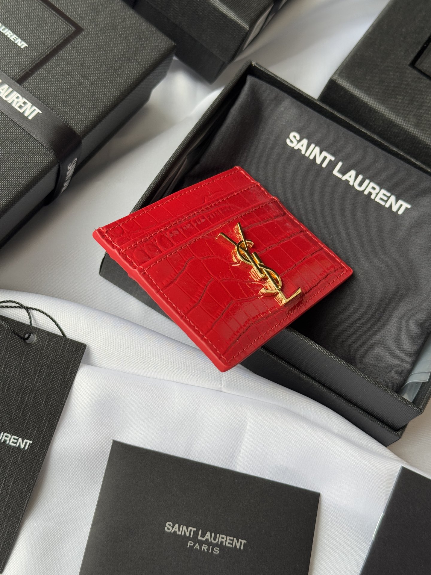 Saint Laurent Paris Embossed Crocodile Leather Card Holder 4 i1732449168 158 8