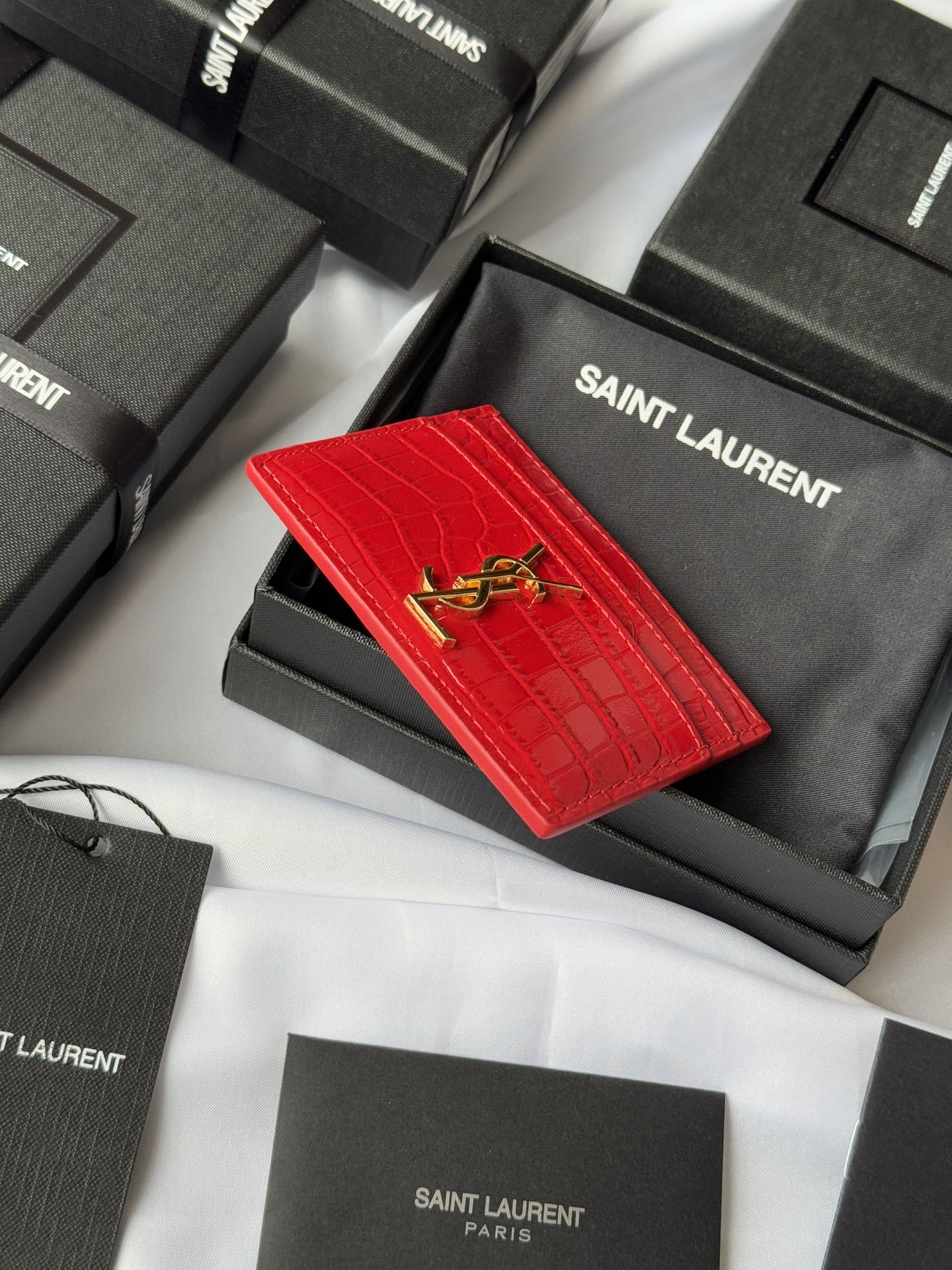 Saint Laurent Paris Embossed Crocodile Leather Card Holder 5 i1732449168 6182 4