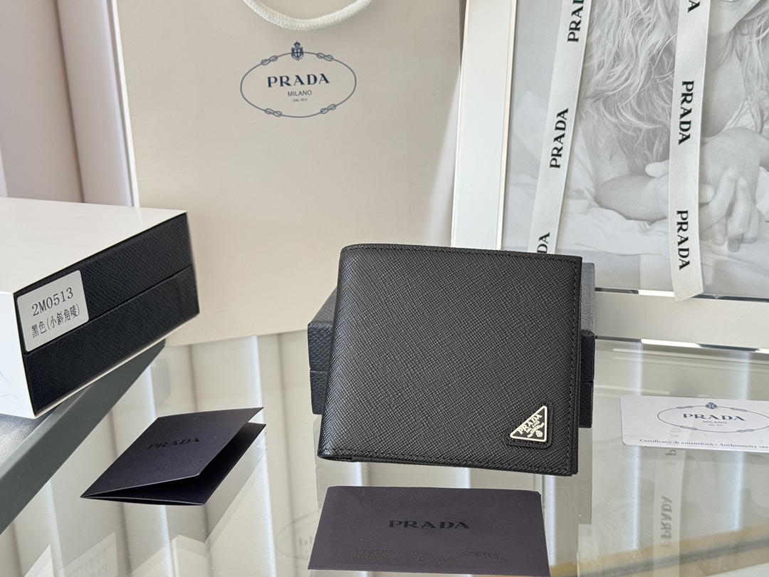 Prada 2M0513 Safiano Cross-Grained Gold Wallet, Original Quality, 11 Colors - 图片 1