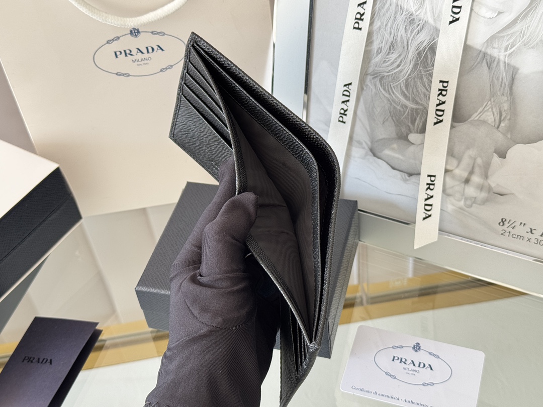Prada 2M0513 Safiano Cross-Grained Gold Wallet, Original Quality, 11 Colors - 图片 9