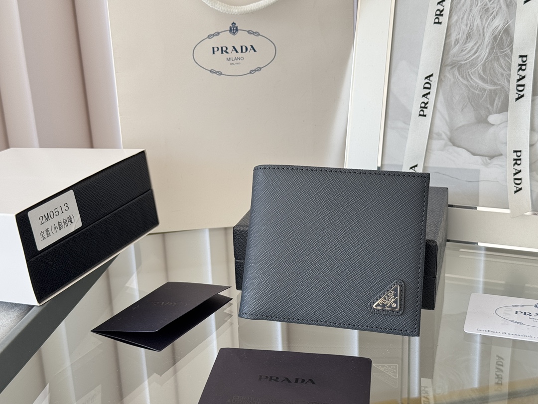 Prada 2M0513 Safiano Gold Cross-Grained Wallet, Original Quality, 11 Colors