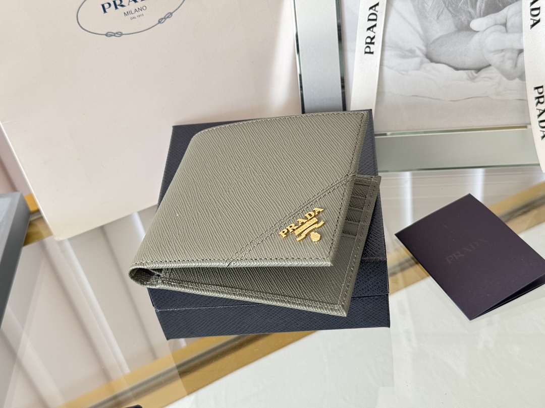Prada 2M0513 Safiano Cross-Grained Gold Imported Wallet, Original Quality - 图片 5