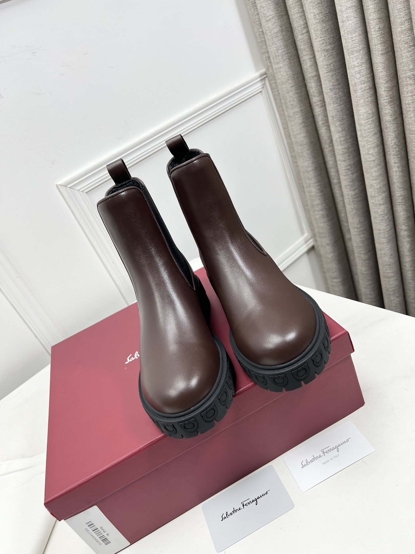 Salvatore Ferragamo Chelsea Boots with Gancini Logo Details and Rubber Sole