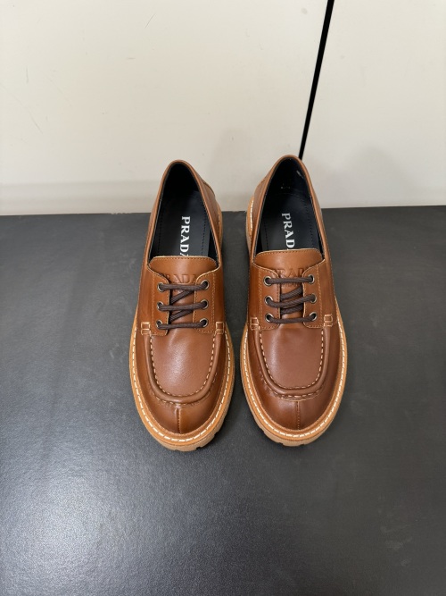 Prada Leather Lace-Up Shoes with Contemporary Design and Metal Lettering Logo 1 Prada Leather Lace-Up Shoes with Contemporary Design and Metal Lettering Logo
