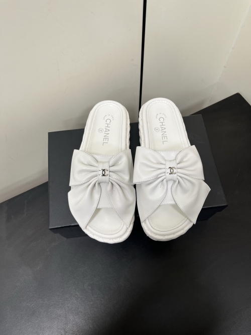 Chanel Leather Bow Platform Slides - Comfortable & Chic Open-Toe Sandals 1 Chanel Leather Bow Platform Slides - Comfortable & Chic Open-Toe Sandals