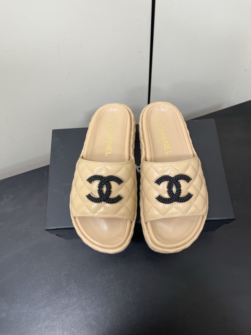 Chanel Leather CC Logo Platform Sandals, Comfy & Chic Lambskin Slides