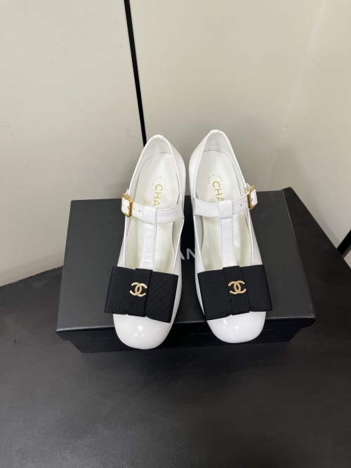 Chanel Mary Jane White Leather Bow Accent Block Heel Pumps, Spring Collection 1 Chanel Mary Jane White Leather Bow Accent Block Heel Pumps, Spring Collection