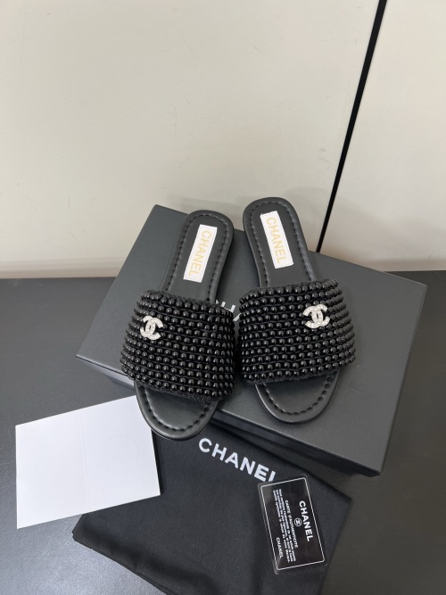 Chanel Women's Pearl Embellished Slide Sandals - Comfortable & Stylish