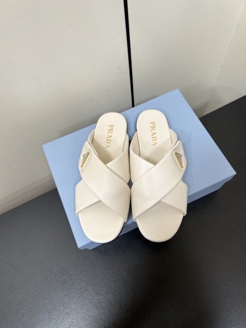 Prada Nappa Leather Cross Strap Flat Sandals with Triangle Logo, Women's Size 1 Prada Nappa Leather Cross Strap Flat Sandals with Triangle Logo, Women's Size