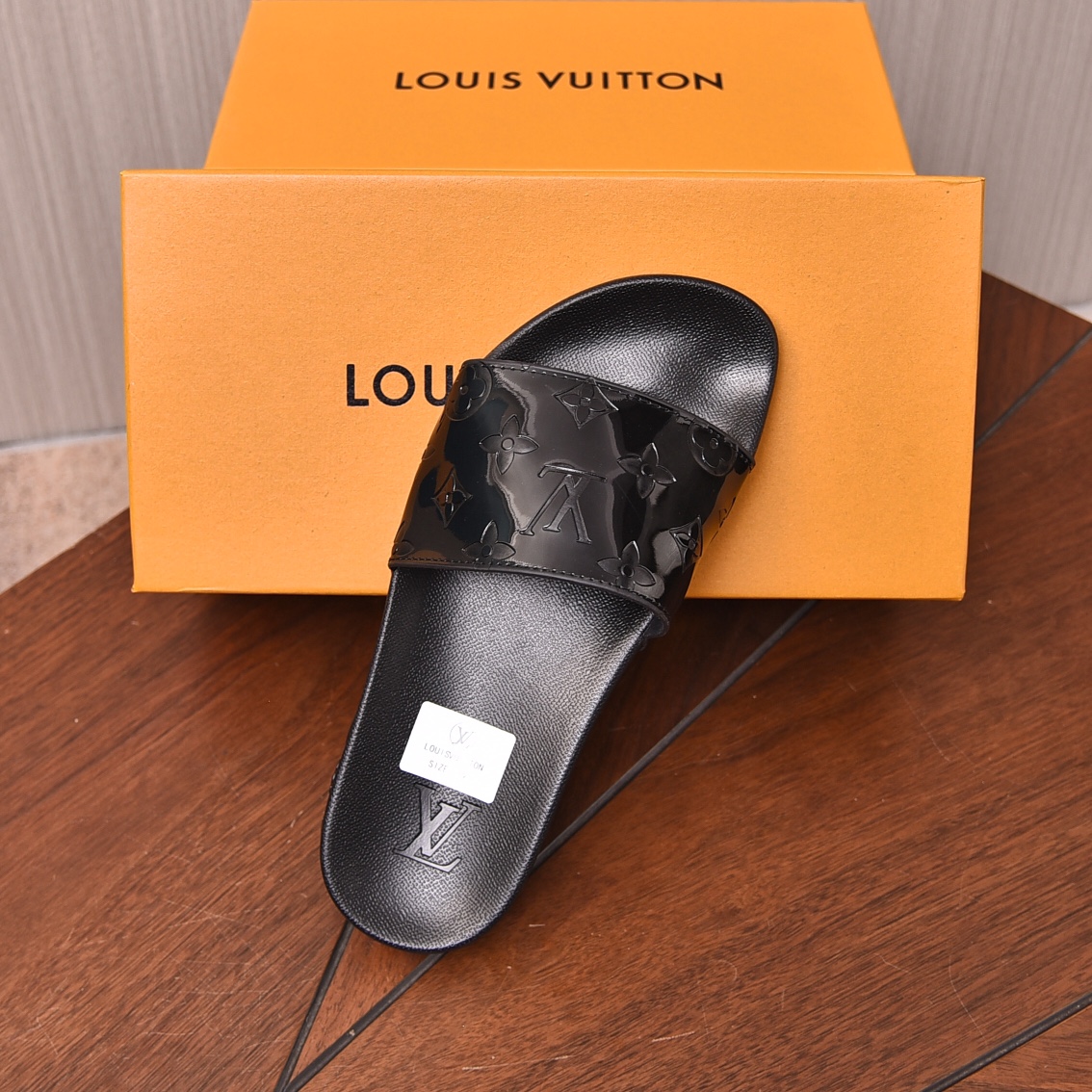 Louis Vuitton Men's Black Embossed Rubber Slide Sandals Size 35-46 7 i1698211526 5242 5