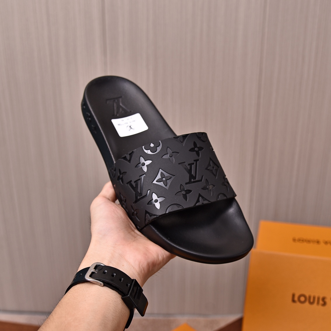 Louis Vuitton Men's Black Monogram Embossed Rubber Slide Sandal Size 35-46 9 i1698211666 2034 7