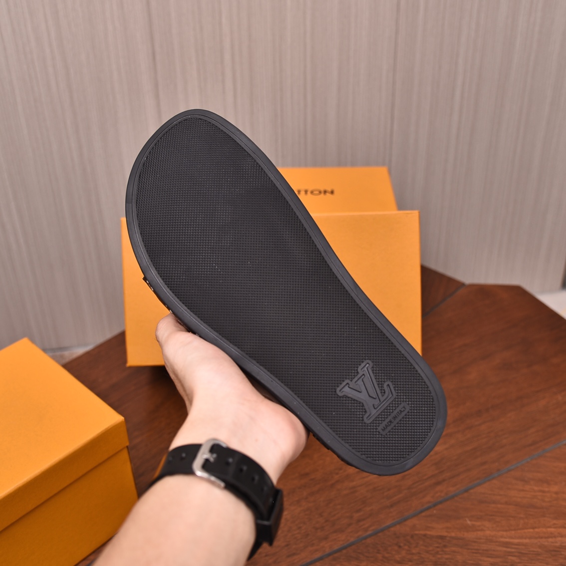 Louis Vuitton Men's Black & White Checkered Slides Sandals, Sizes 35-46 6 i1708099114 244 8