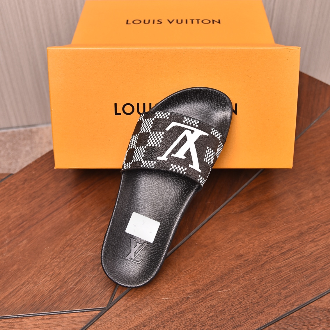 Louis Vuitton Men's Black & White Checkered Slides Sandals, Sizes 35-46 3 i1708099114 3164 7
