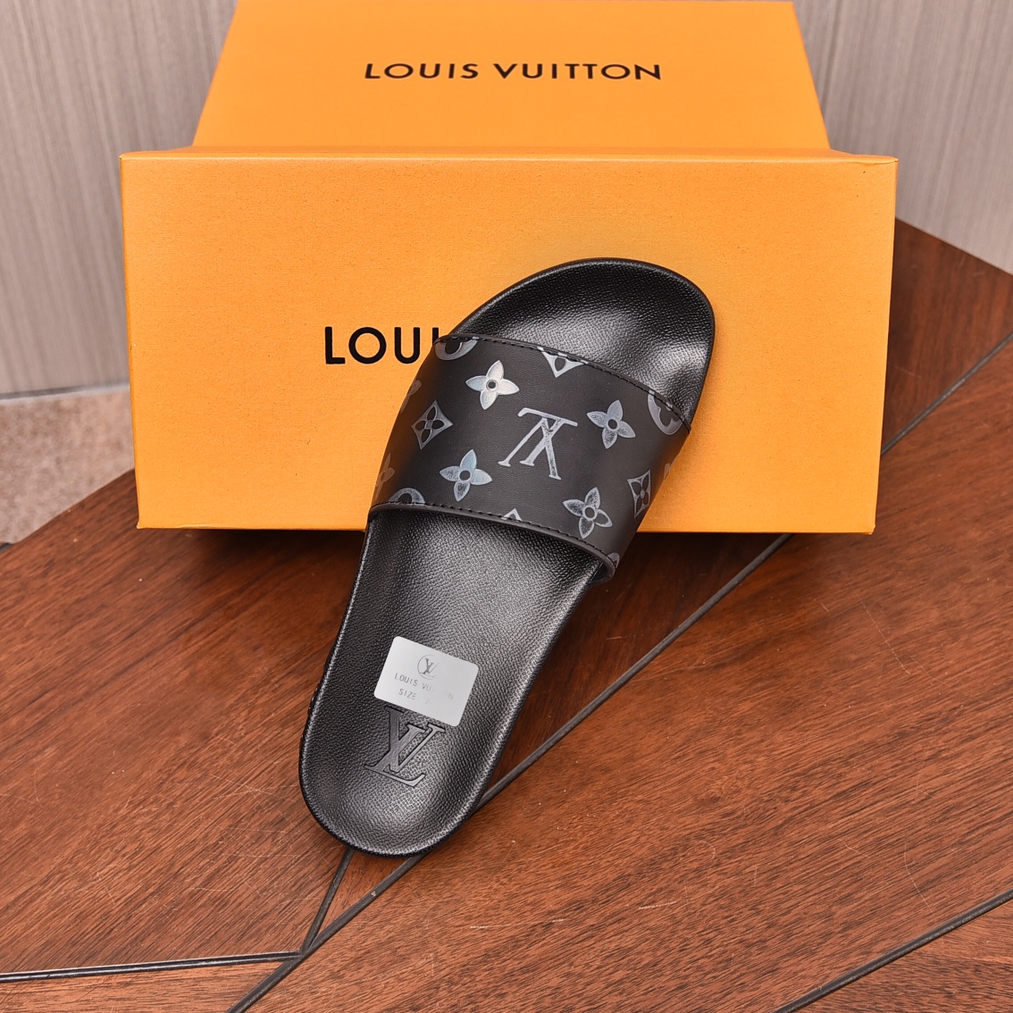 Louis Vuitton Men's Monogrammed Black Slides Sandals Slip-Ons 6 i1708099364 6173 1