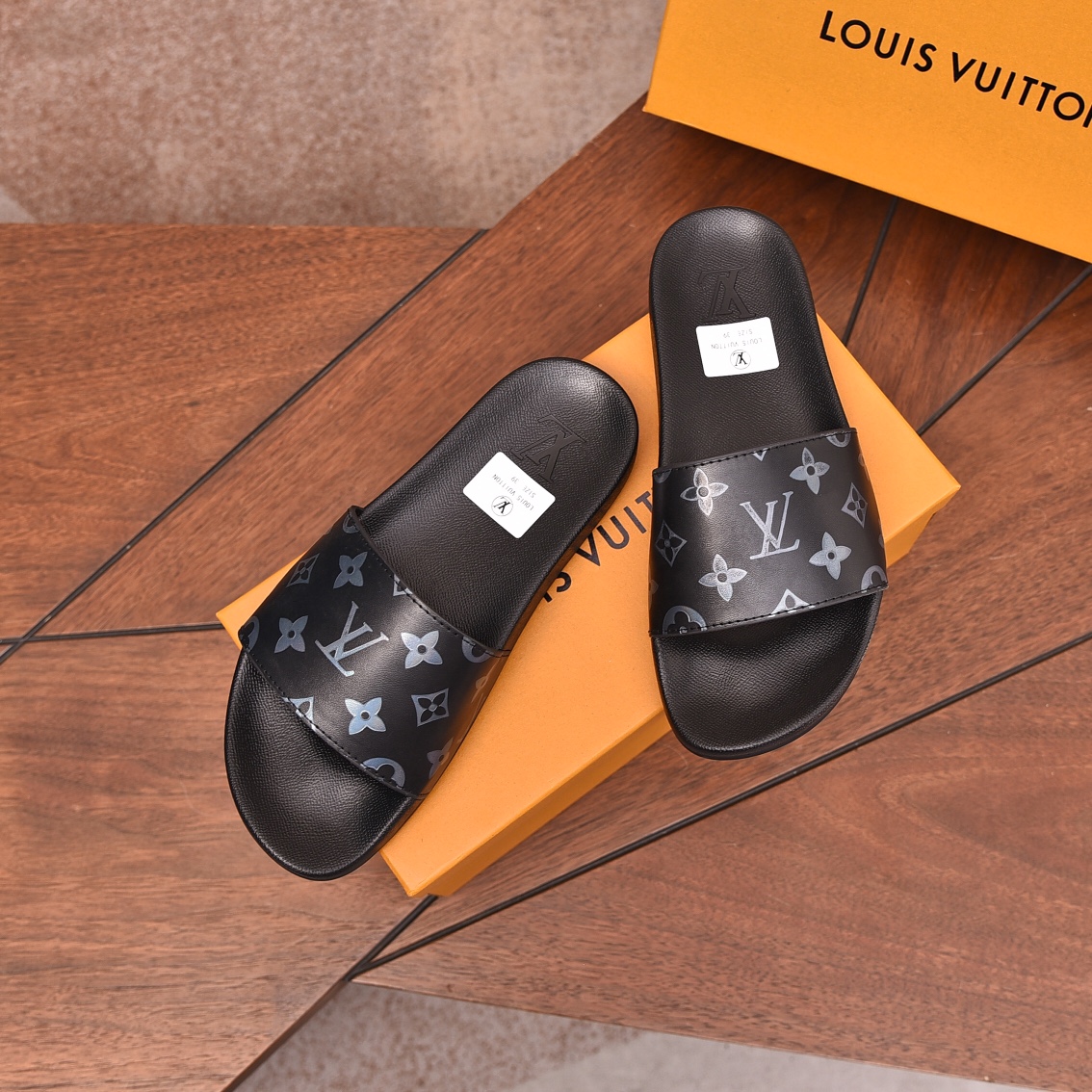 Louis Vuitton Men's Monogrammed Black Slides Sandals Slip-Ons 3 i1708099364 6379 3