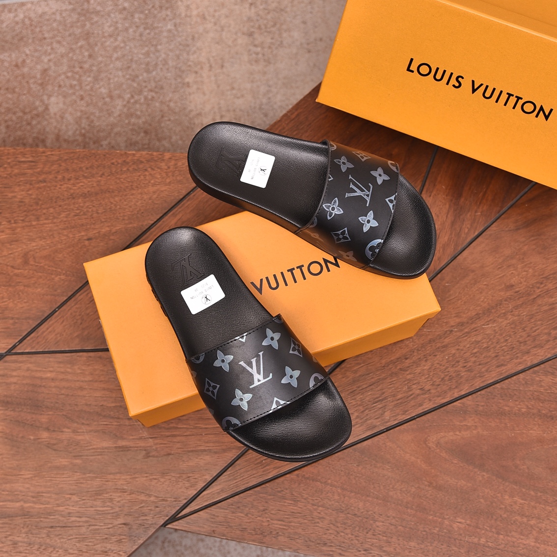 Louis Vuitton Men's Monogrammed Black Slides Sandals Slip-Ons 4 i1708099365 2651 7