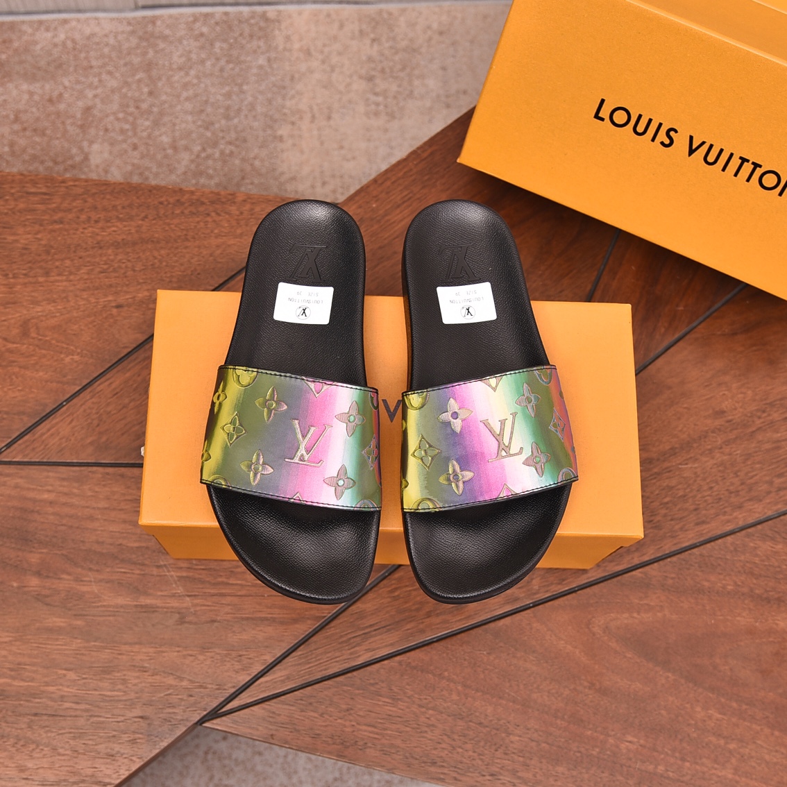 Louis Vuitton Men's Iridescent Monogram Slides Comfortable & Stylish 1 Louis Vuitton Men's Iridescent Monogram Slides Comfortable & Stylish