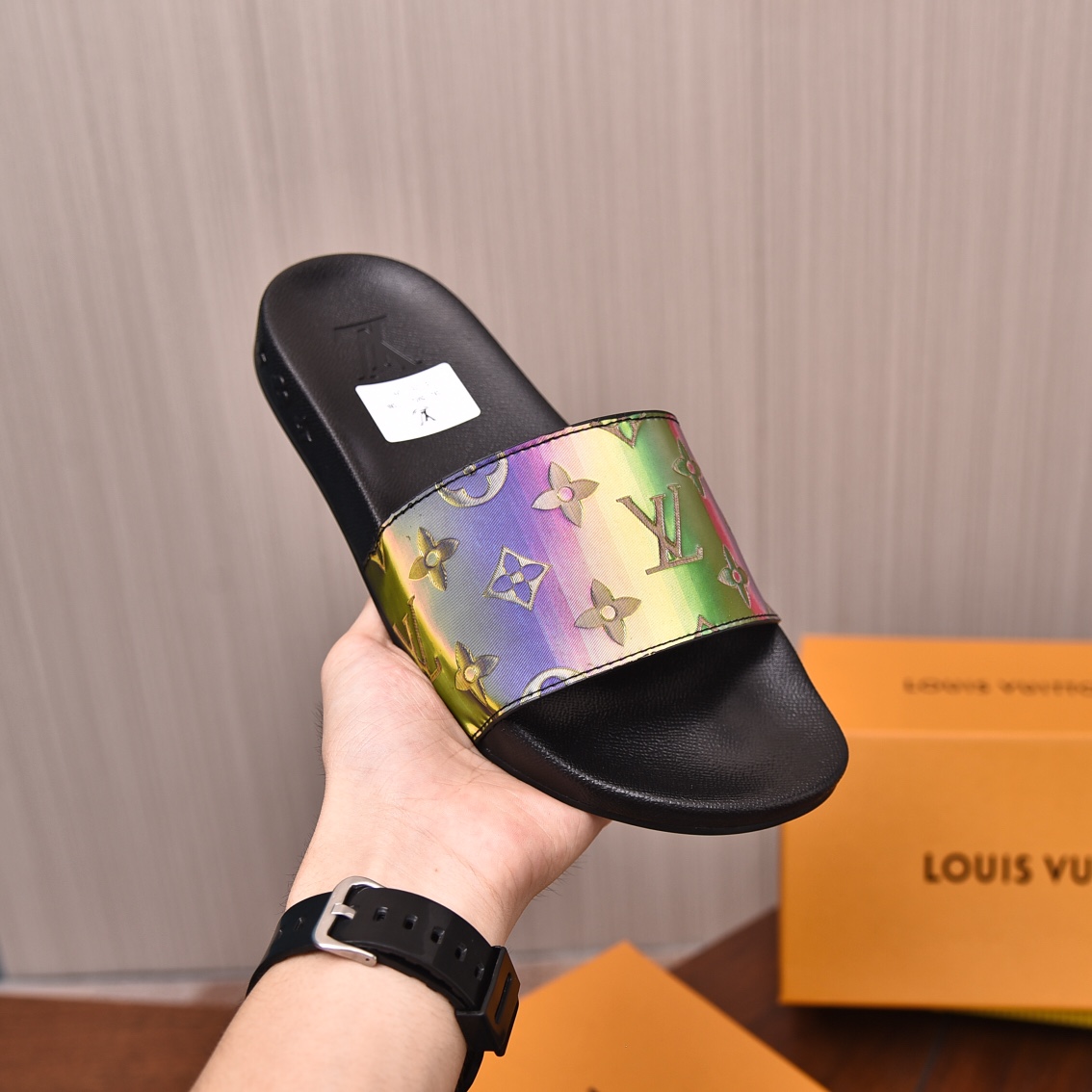 Louis Vuitton Men's Iridescent Monogram Slides Comfortable & Stylish 9 i1708099564 8772 8