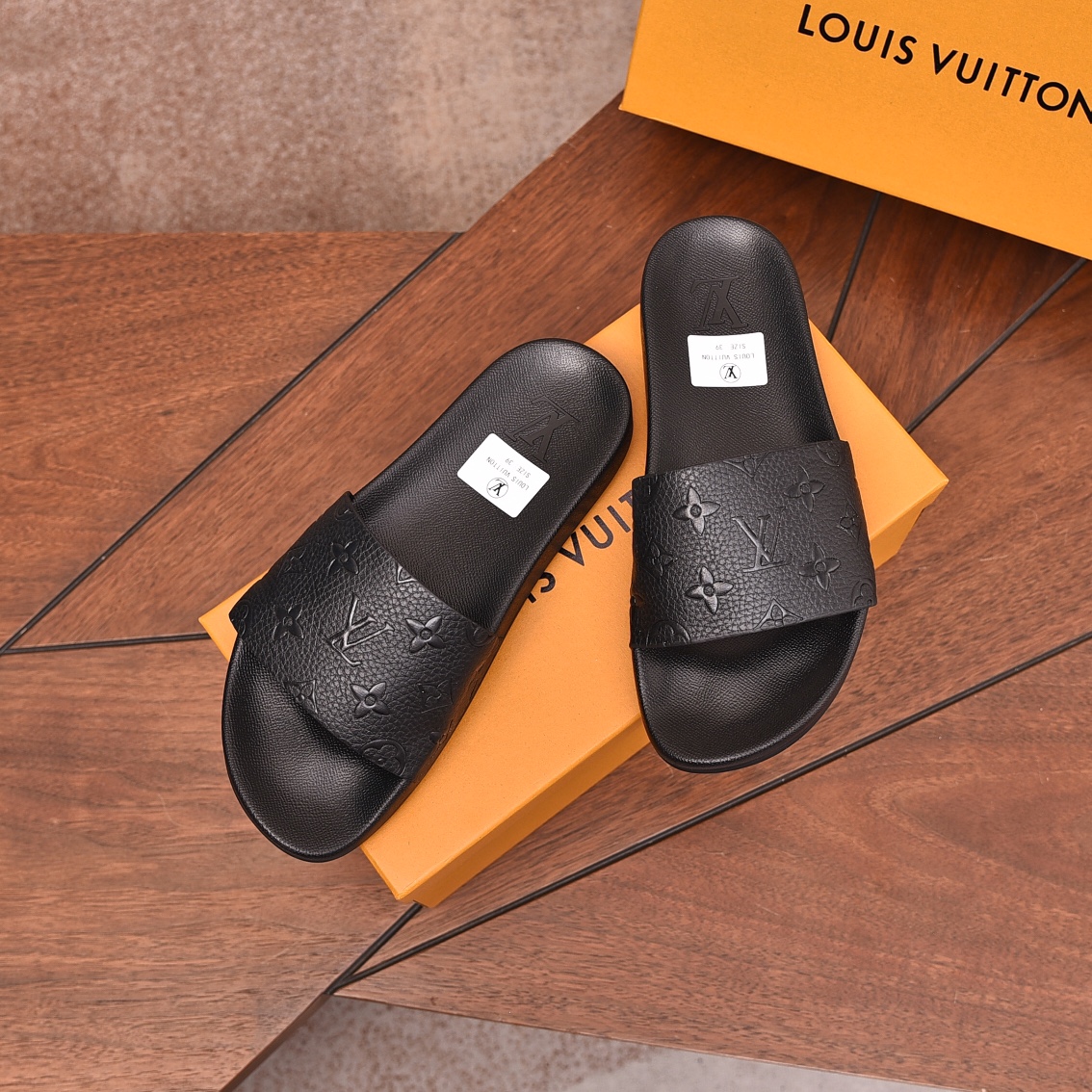 Louis Vuitton Men's Monogram Embossed Leather Slide Sandals - Comfortable 3 i1708100163 8785 0