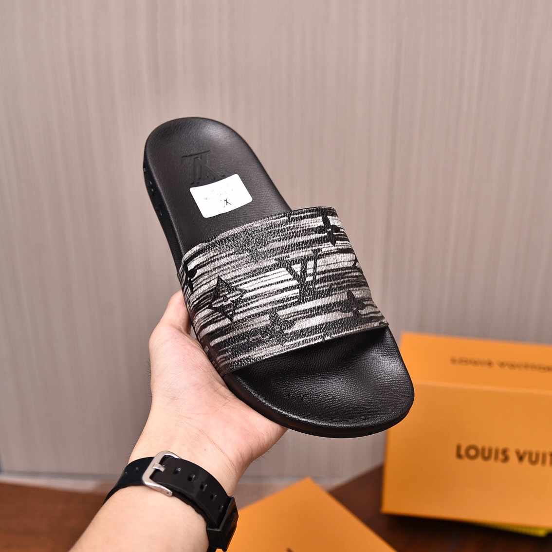 Louis Vuitton Men's Comfort Slides | Designer Monogram Sandals Size 35-46 9 i1708100458 4606 5