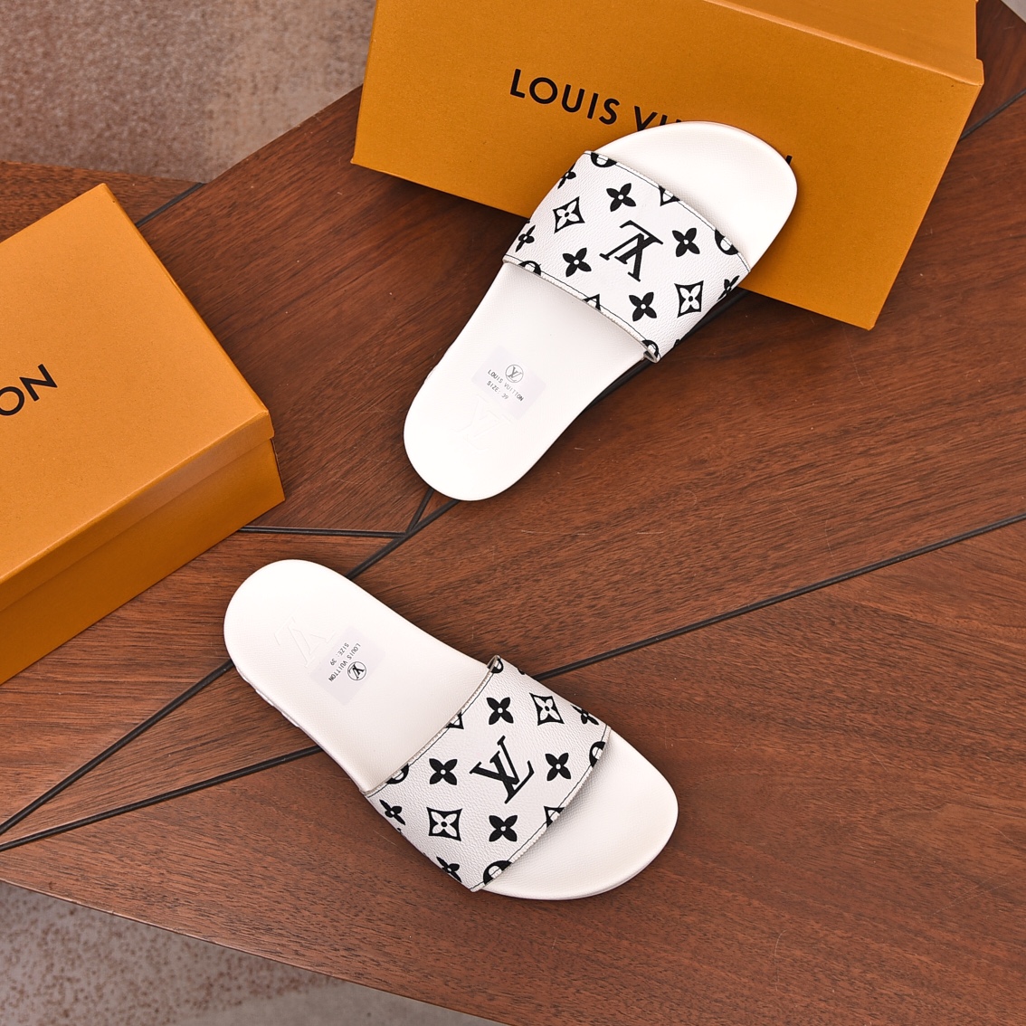 Louis Vuitton Men's Monogrammed White Slides Sandals - Comfortable & Stylish 5 i1708100572 1187 8
