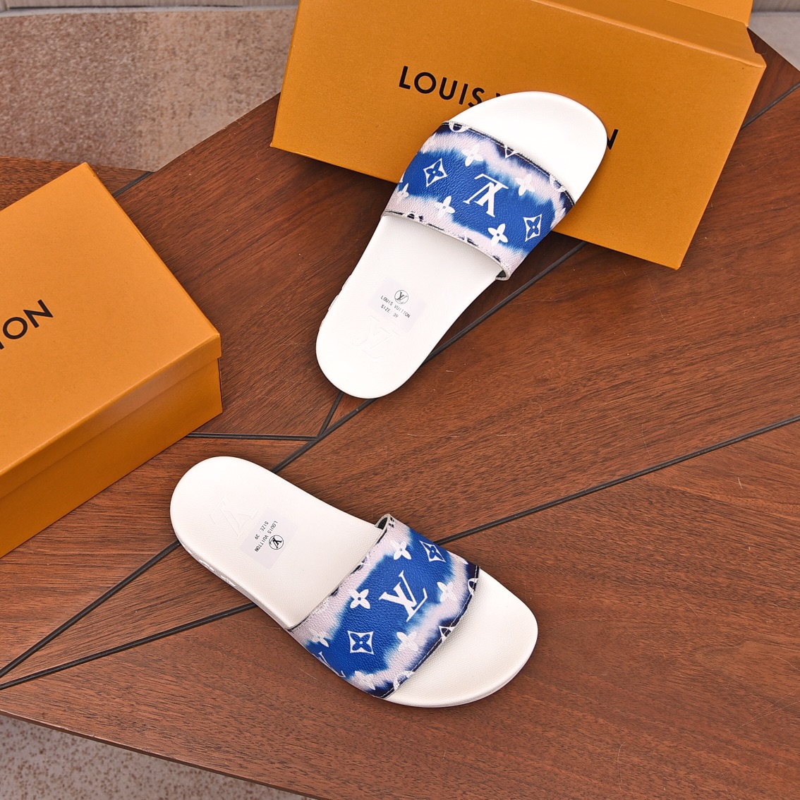 Louis Vuitton Men's Blue Monogrammed Slides Comfortable & Stylish 5 i1708100763 4180 1