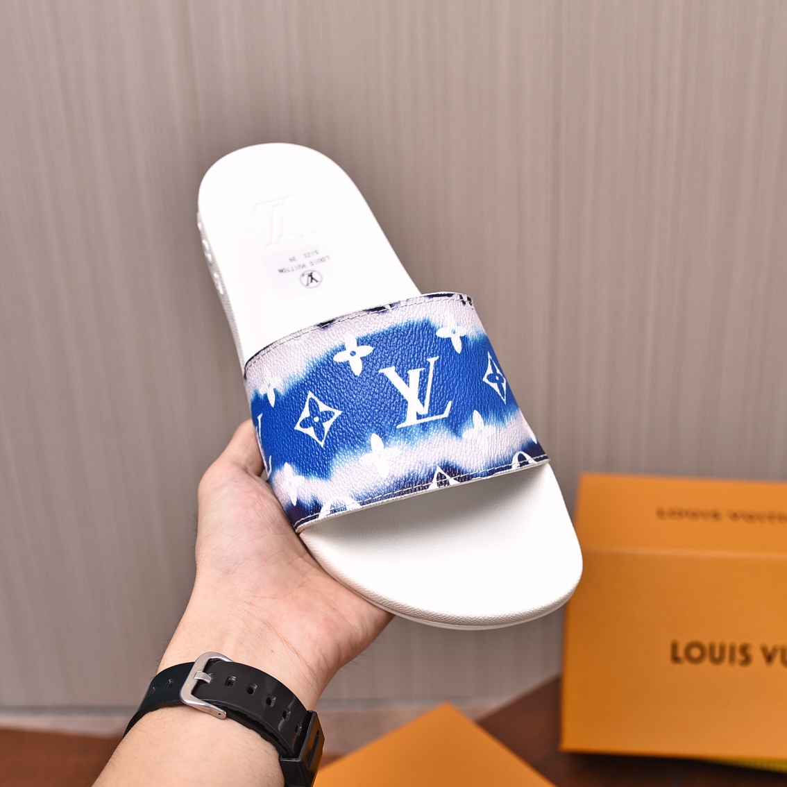 Louis Vuitton Men's Blue Monogrammed Slides Comfortable & Stylish 9 i1708100763 5631 4