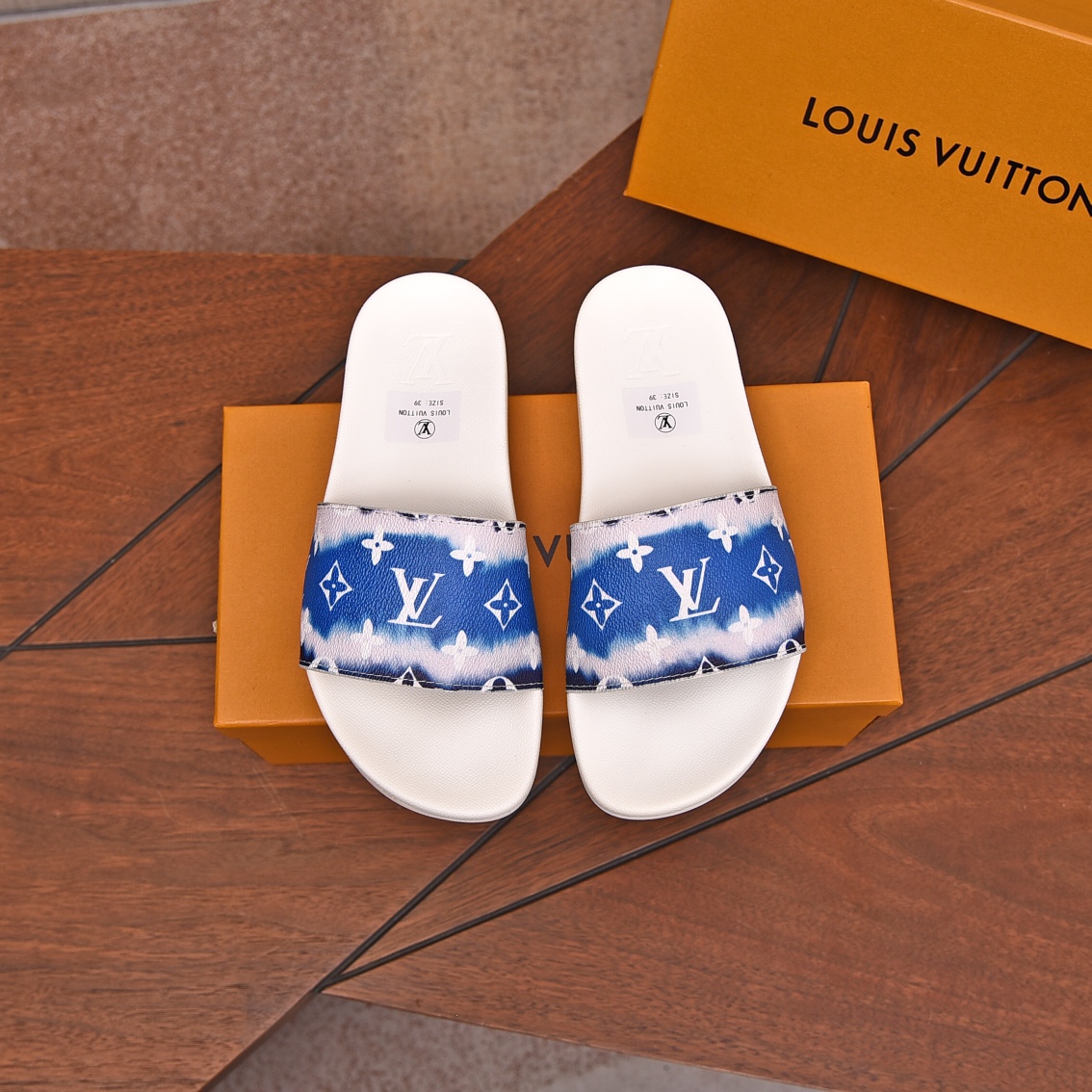 Louis Vuitton Men's Blue Monogrammed Slides Comfortable & Stylish 2 i1708100768 6029 0