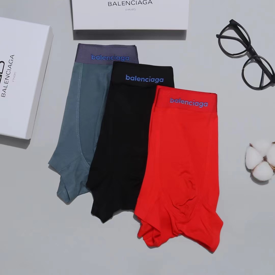 Balenciaga巴黎世家精品盒装男士内裤！外贸国外订单高品质冰丝无痕切割工艺科学配73%锦纶+27%