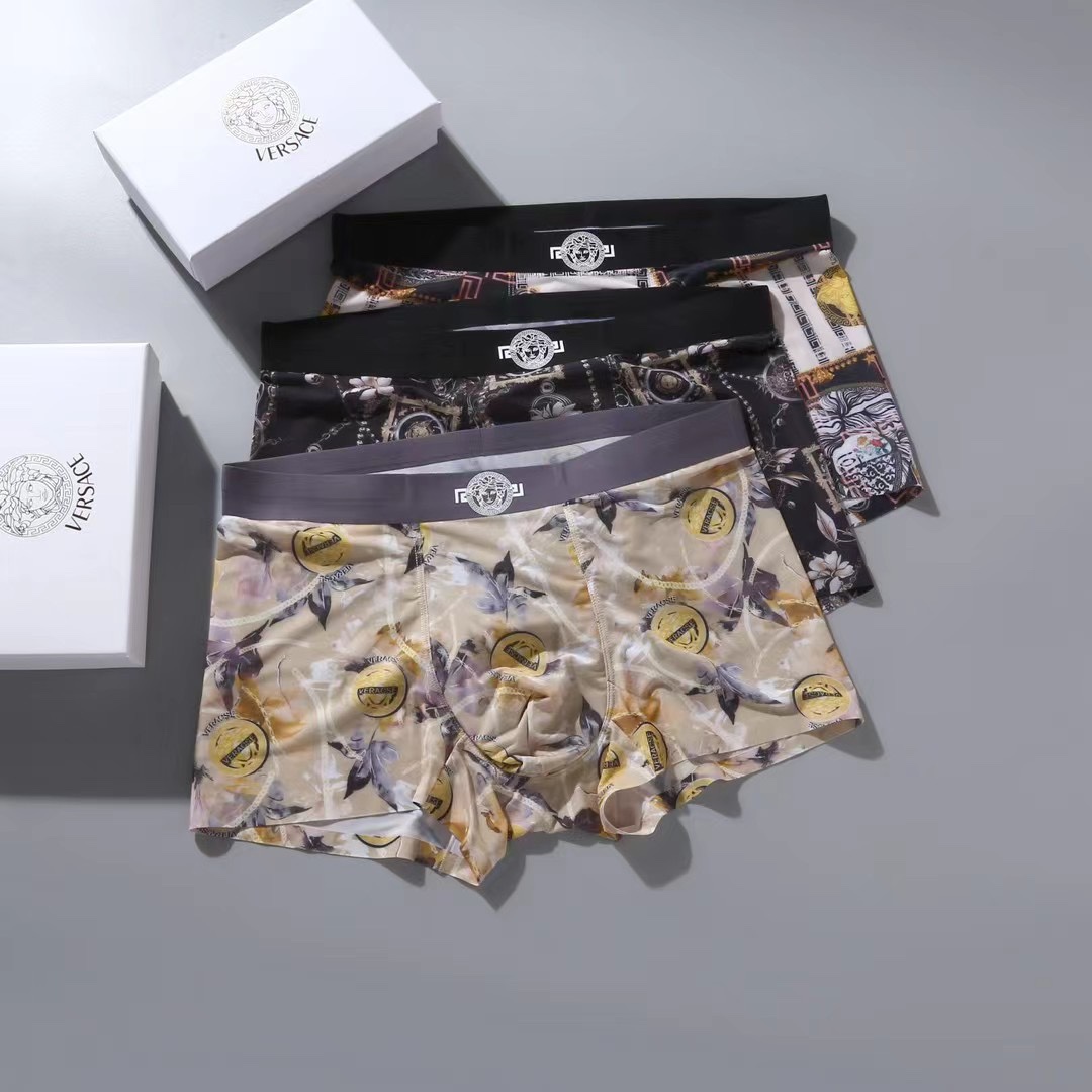 新品！ VERSACE 范思哲 美杜莎 原单品质！精品盒装男士内裤！国潮印花，外贸国外订单，高品质，冰丝