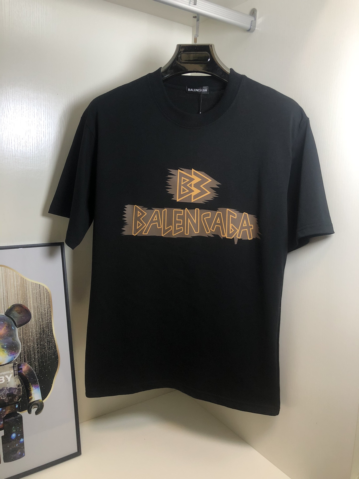 Balenciaga Kleding T-Shirt Zwart Wit Afdrukken Unisex Katoen Herfst/winter collectie Fashion Korte mouw