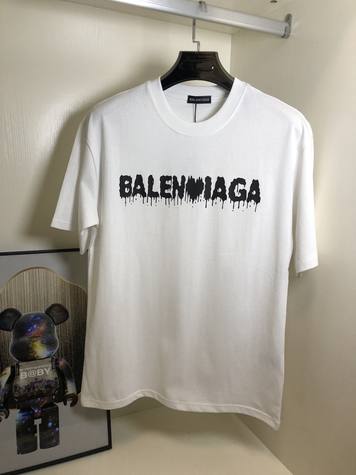 Balenciaga Kleding T-Shirt Zwart Wit Afdrukken Unisex Katoen Herfst/winter collectie Fashion Korte mouw