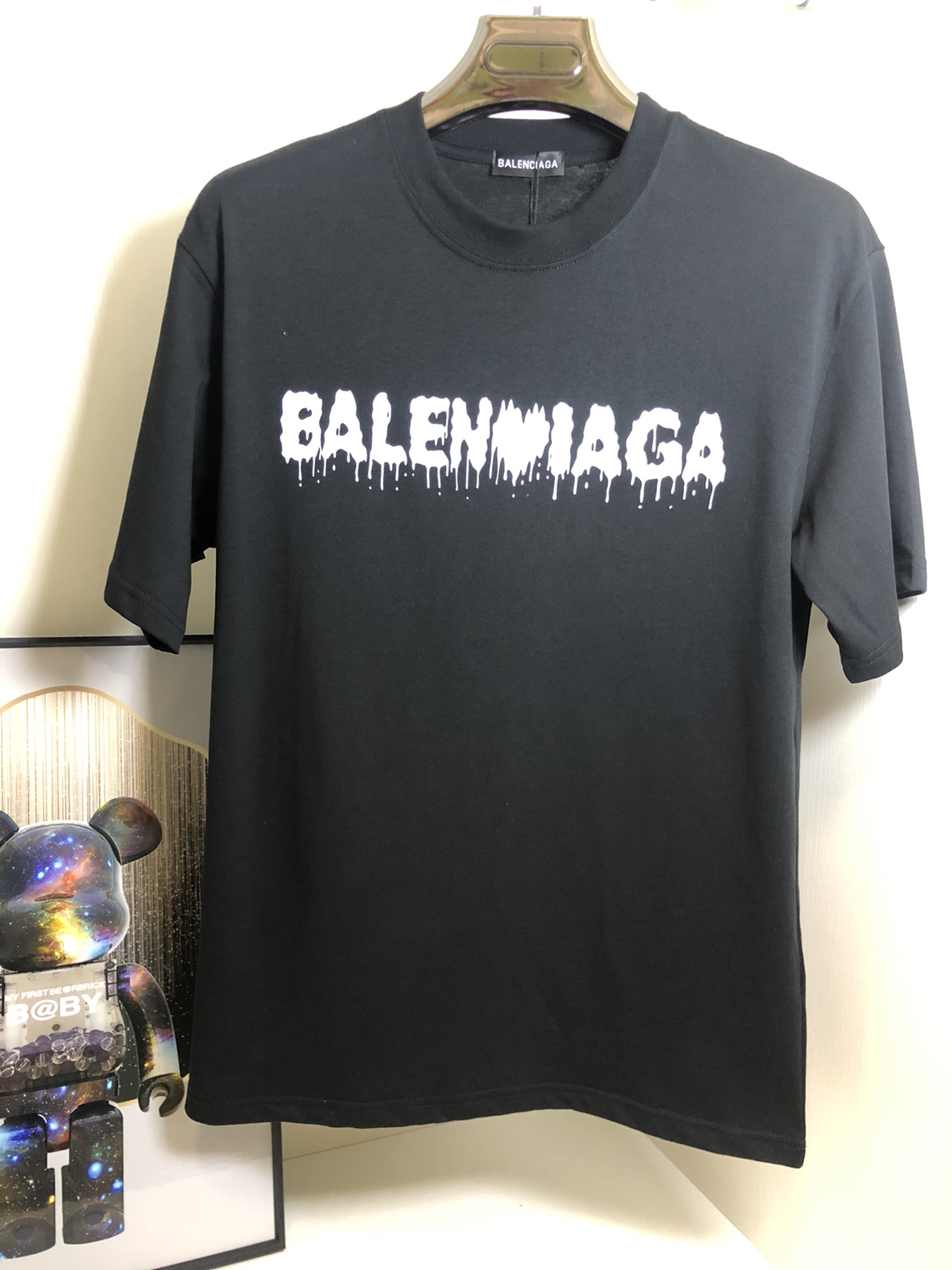 Balenciaga Kleding T-Shirt Zwart Wit Afdrukken Unisex Katoen Herfst/winter collectie Fashion Korte mouw