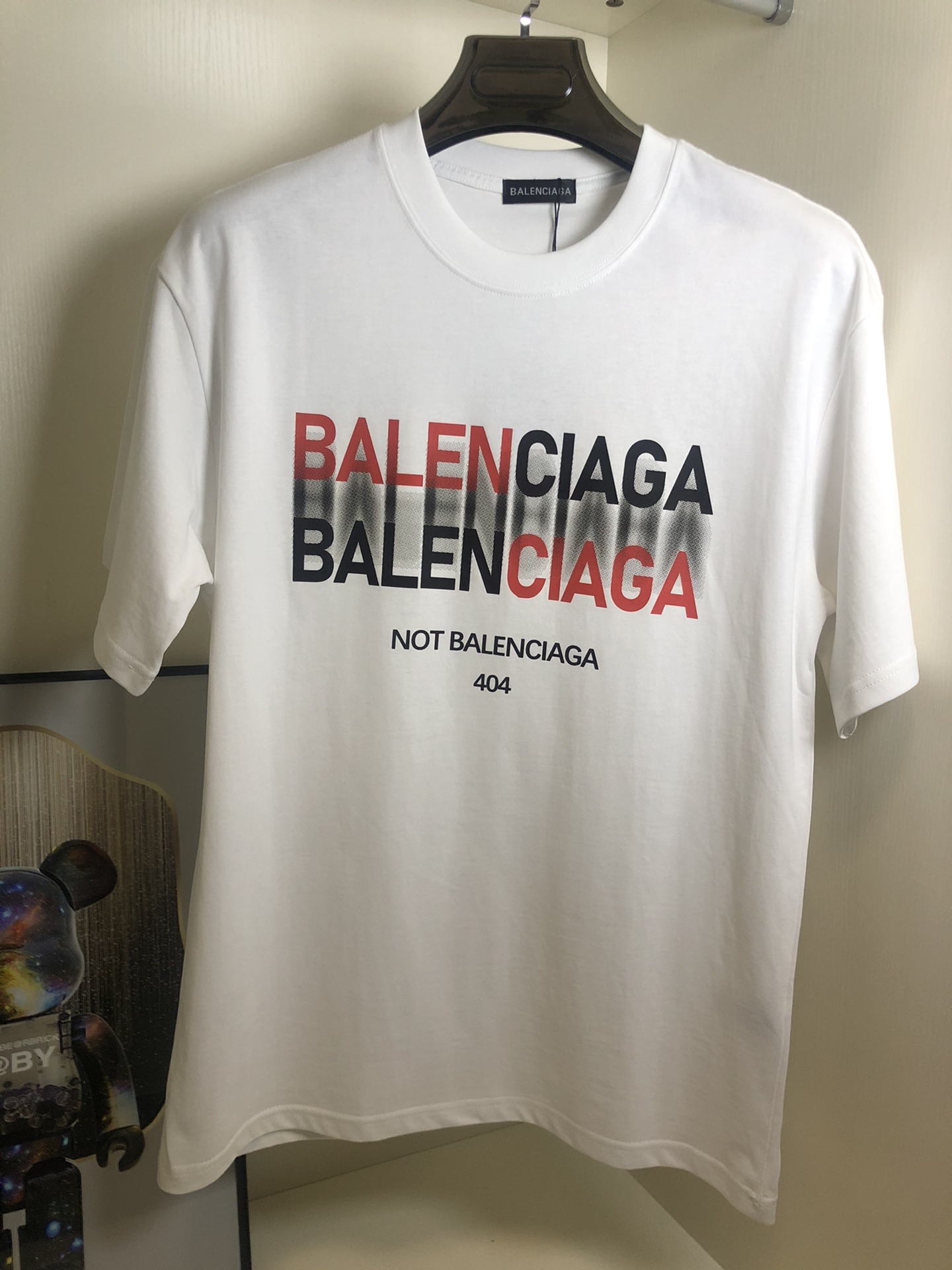 Balenciaga Mode
 Kleding T-Shirt Beste replica
 Zwart Wit Afdrukken Unisex Katoen Herfst/winter collectie Fashion Korte mouw