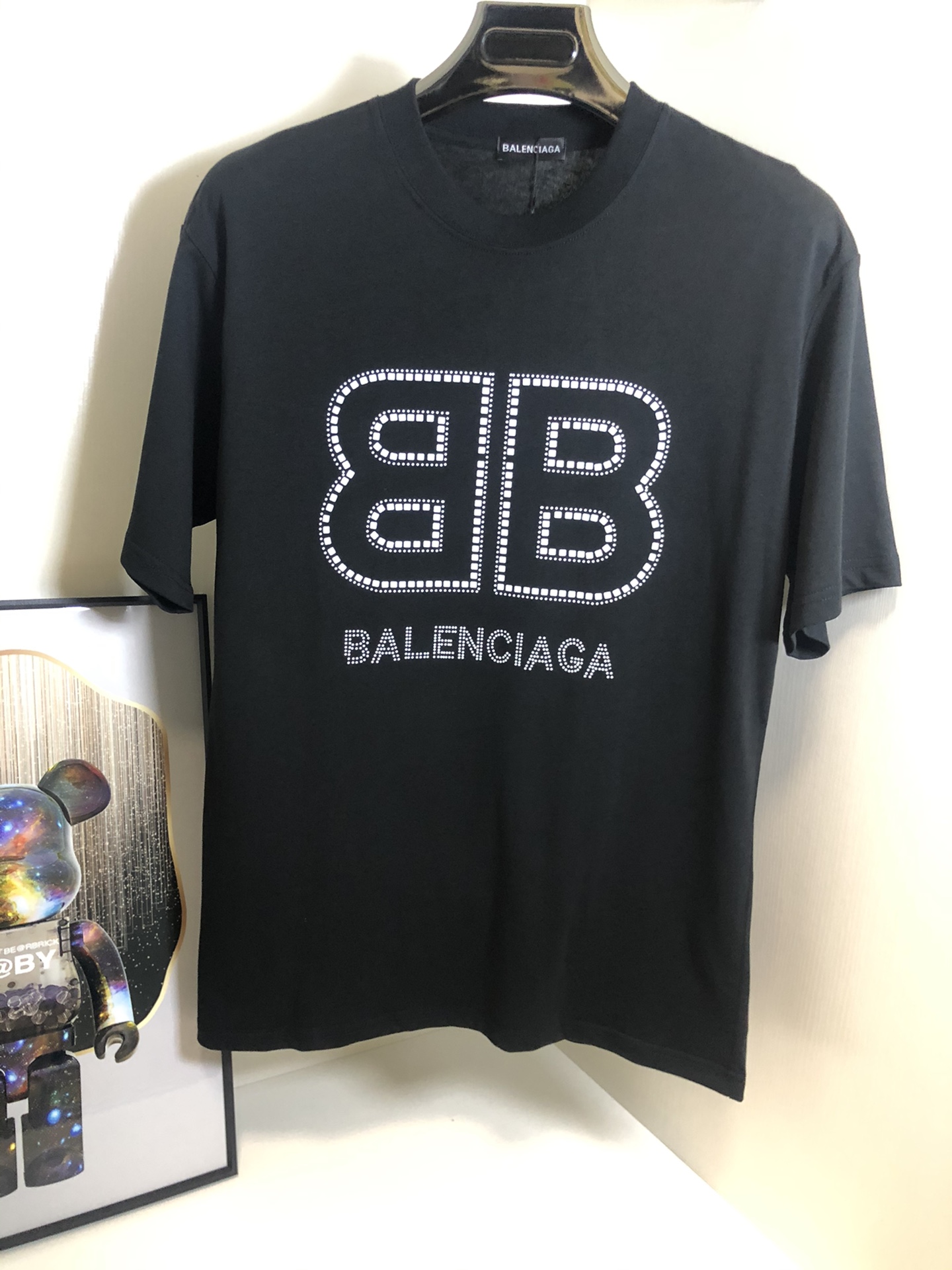 Balenciaga Kleding T-Shirt nu te koop goedkoop
 Zwart Wit Afdrukken Unisex Katoen Herfst/winter collectie Fashion Korte mouw