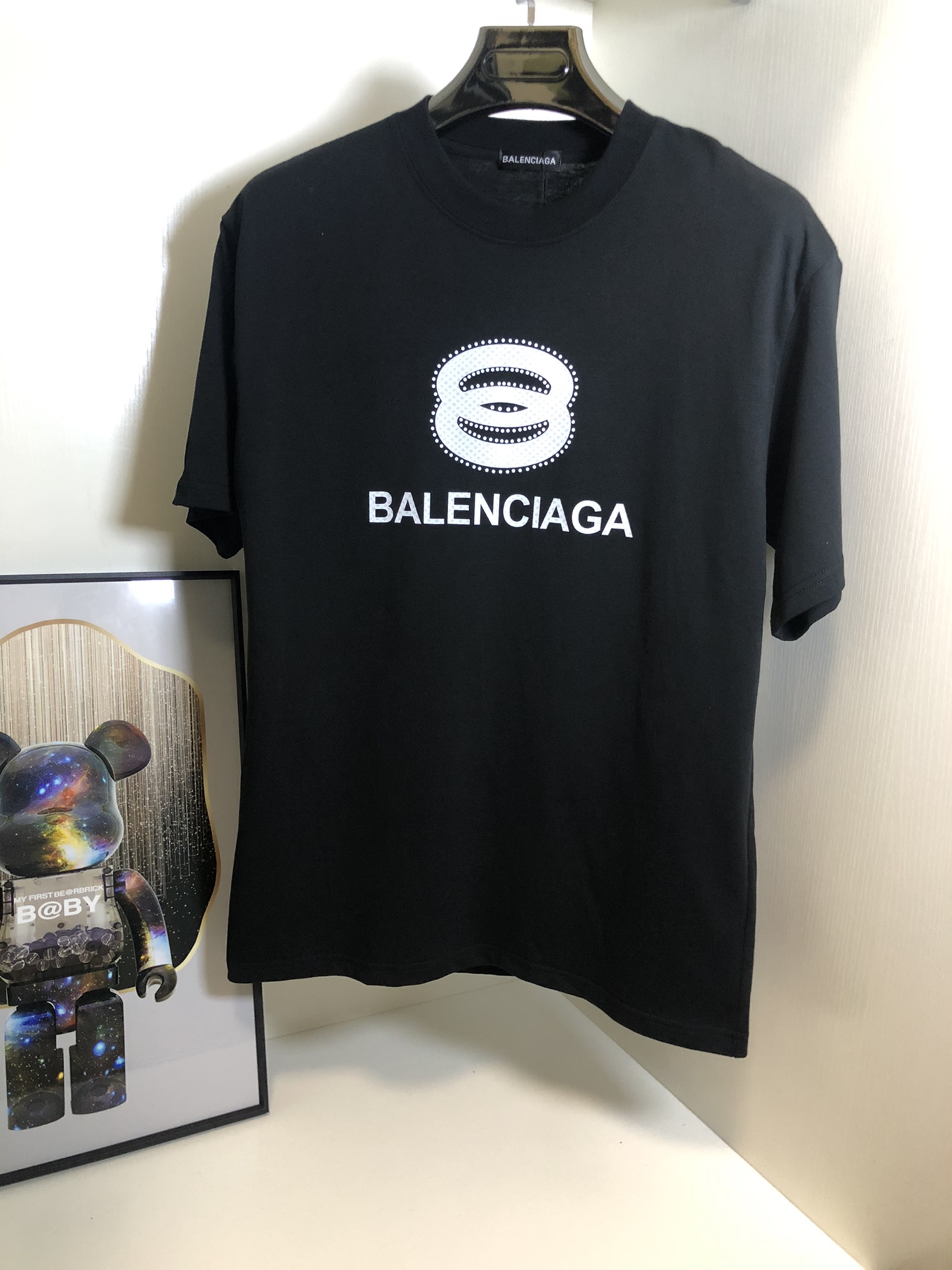 Balenciaga Kleding T-Shirt Zwart Wit Afdrukken Unisex Katoen Herfst/winter collectie Fashion Korte mouw