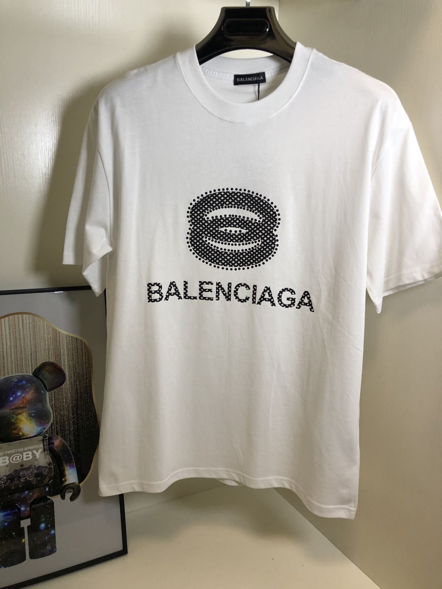 Balenciaga Kleding T-Shirt Zwart Wit Afdrukken Unisex Katoen Herfst/winter collectie Fashion Korte mouw