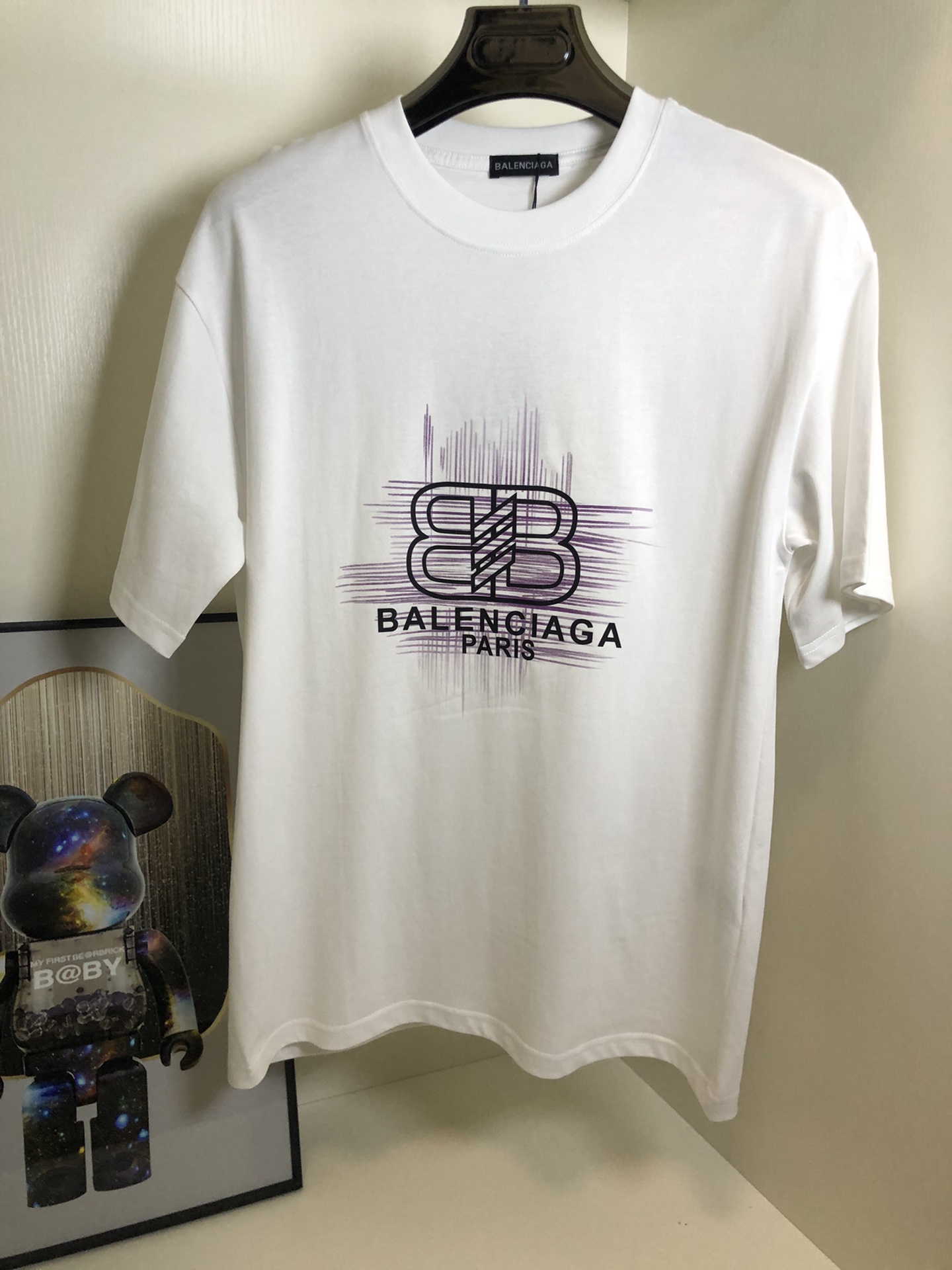 Balenciaga Kleding T-Shirt Zwart Wit Afdrukken Unisex Katoen Herfst/winter collectie Fashion Korte mouw