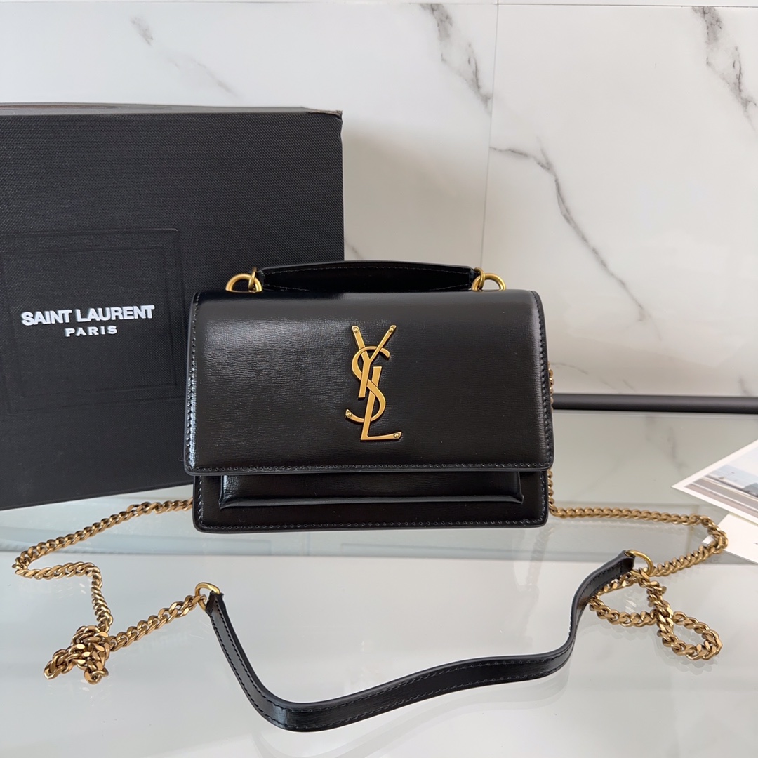 Yves Saint Laurent Bolsos cruzados y bandoleras Negro Naranja y rojo Piel de vaca Cuero Sunset Cadena