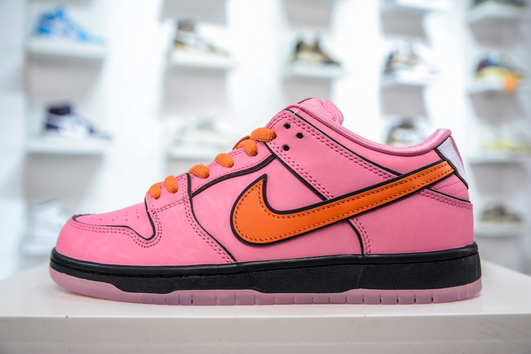 Top纯原 The Powerpuff Girls x Nike SB Dunk Low 飞天小女警联名 粉色花花 FD2631-600