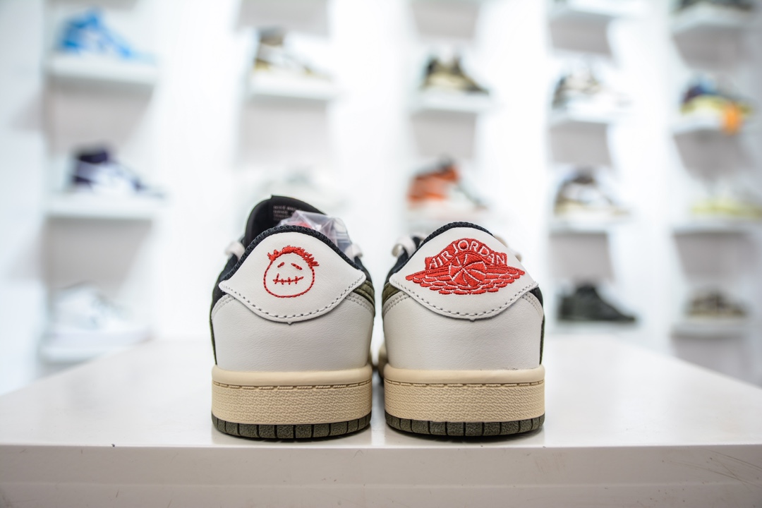 260 F版纯原 Travis Scott x Air Jordan AJ1 Low OG TS联名橄榄绿倒钩低帮中童童鞋 DZ5909-106