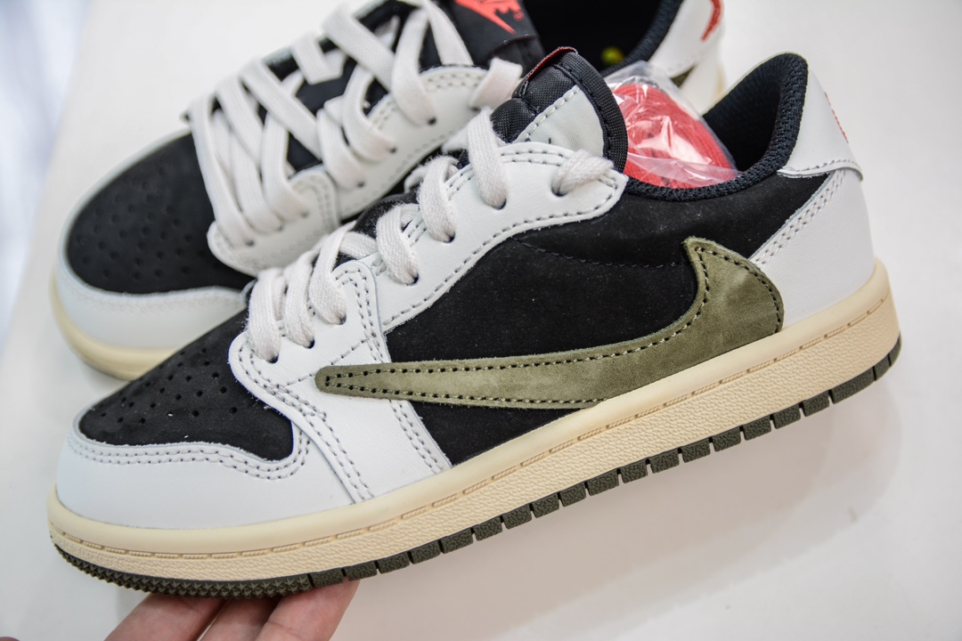 260 F版纯原 Travis Scott x Air Jordan AJ1 Low OG TS联名橄榄绿倒钩低帮中童童鞋 DZ5909-106